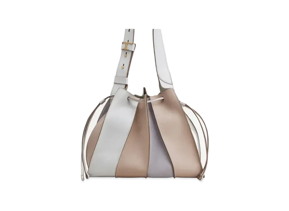 TOD'S Leather Bucket Bag Medium "White/Beige"