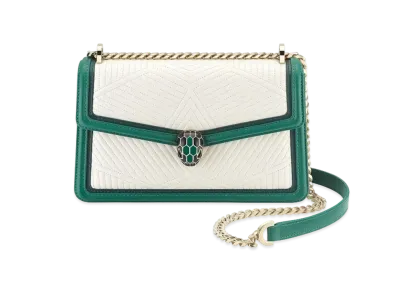 BVLGARI Serpenti Diamond Blast Shoulder Bag "White"