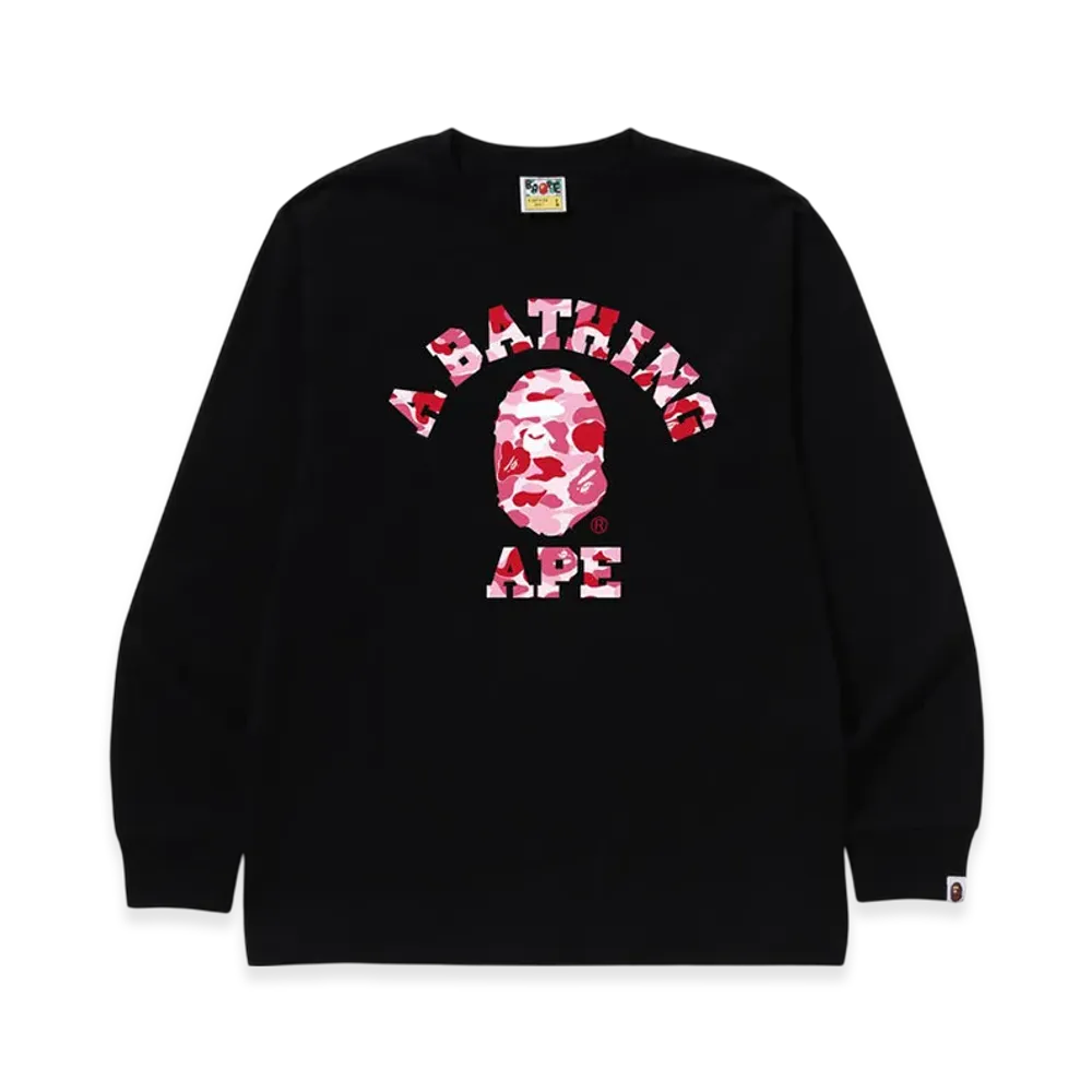 A BATHING APE ABC Camo College LS Tee "Black/Pink"