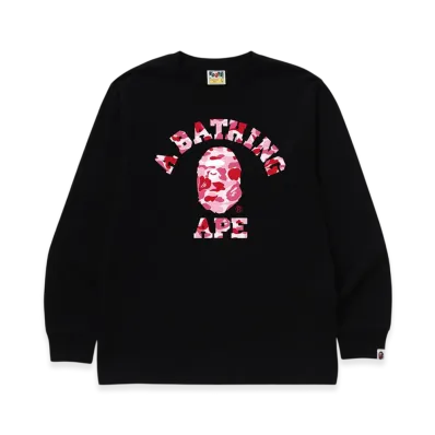 A BATHING APE ABC Camo College LS Tee "Black/Pink"