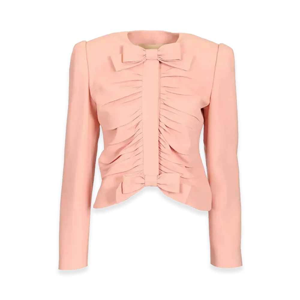 Valentino Women's Short Jacket In Crispy Light Wool "Rose"