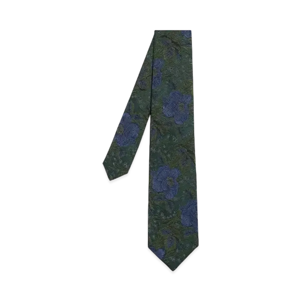 Paul Smith Flower Jacquard Tie "Green"