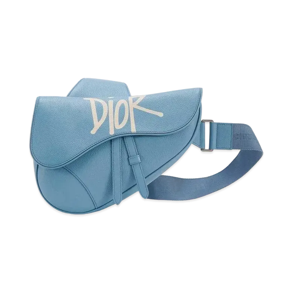 Dior x Shawn Stussy Logo Saddle Bag "Blue"