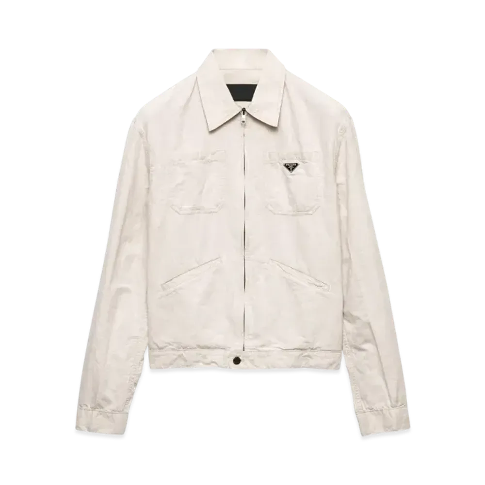 PRADA Men's Chambray Blouson Jacket "Natural"