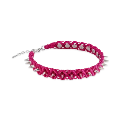 WE11DONE Studded Noeud Choker "Pink"