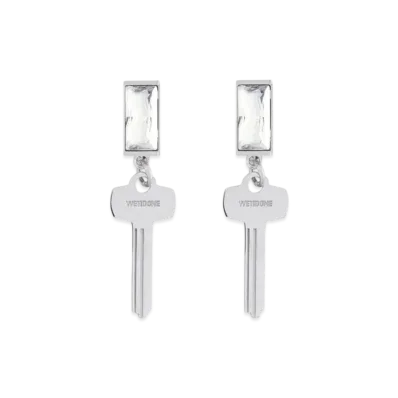 WE11DONE Key Charm Earrings "Silver"