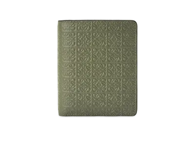 LOEWE Compact Zip Wallet In Embossed Silk Calfskin "Avocado Green"