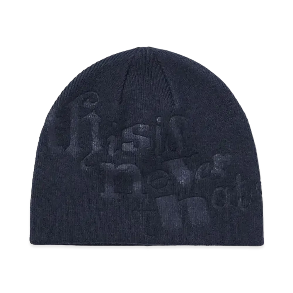 thisisneverthat Debossed No Cuff Beanie "Navy"