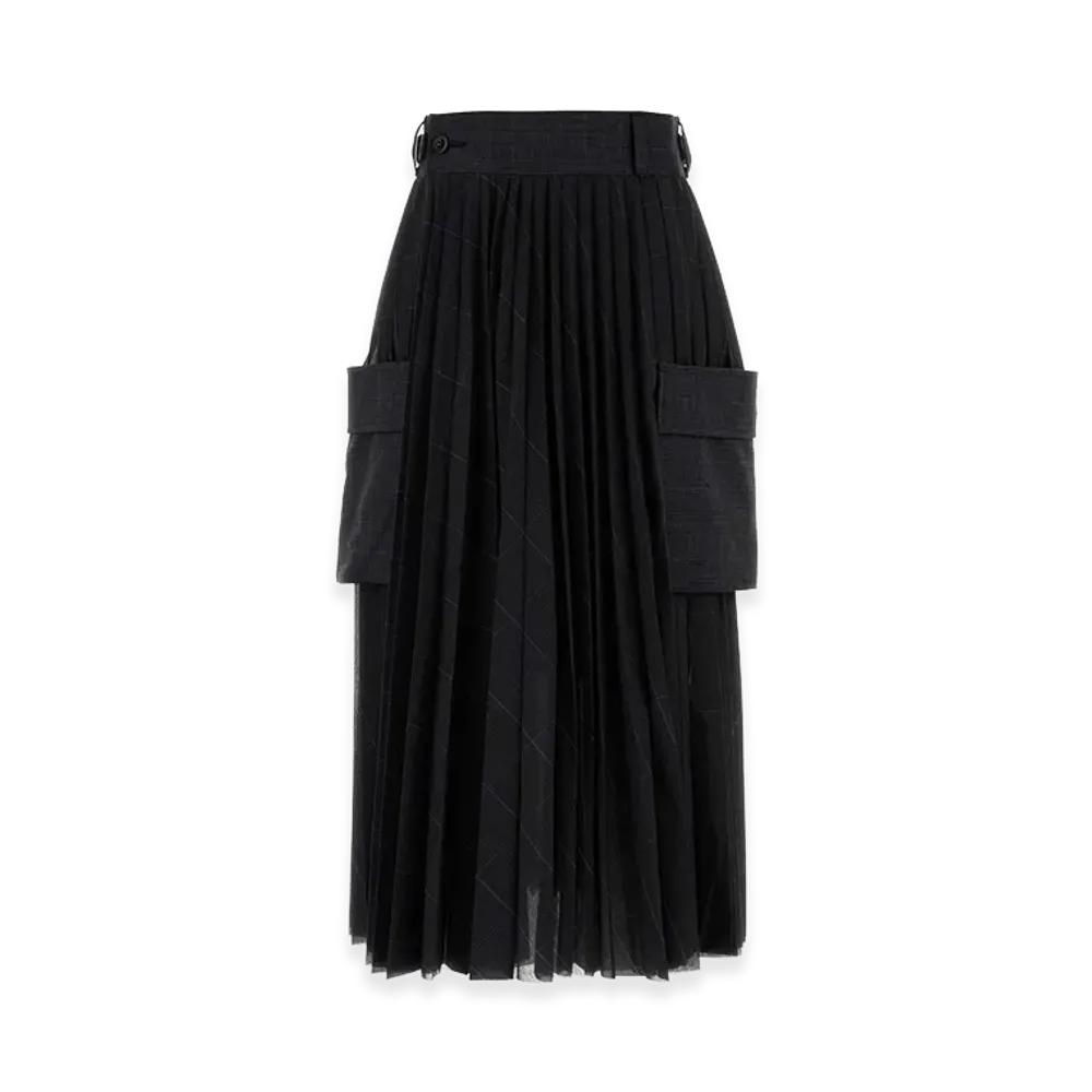 sacai Women's Embroidered Polyester Skirt "Gray"