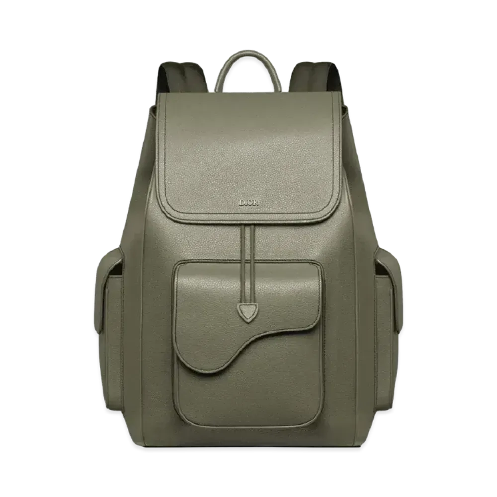 Dior Saddle Backpack Grained Calfskin "Olive"