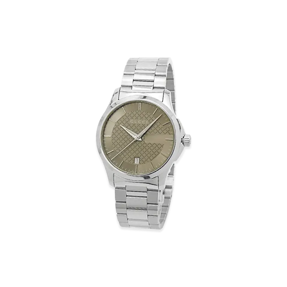 GUCCI G-Timeless Quartz Diamante Watch 38mm "Silver/Brown"