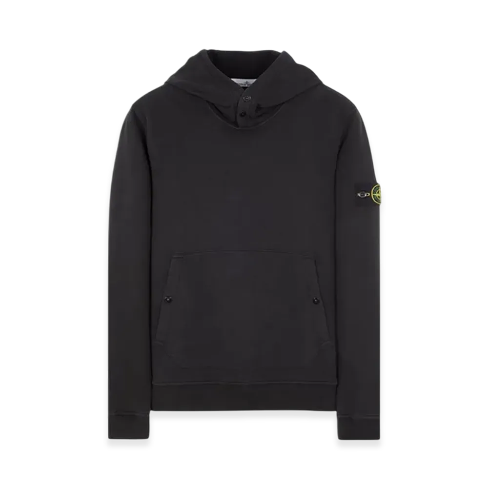 Stone Island 61720 Brushed Cotton Fleece Garment Dyed Crewneck Hooded Sweatshirt - 23FW "Black"