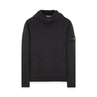 Stone Island 61720 Brushed Cotton Fleece Garment Dyed Crewneck Hooded Sweatshirt - 23FW "Black"