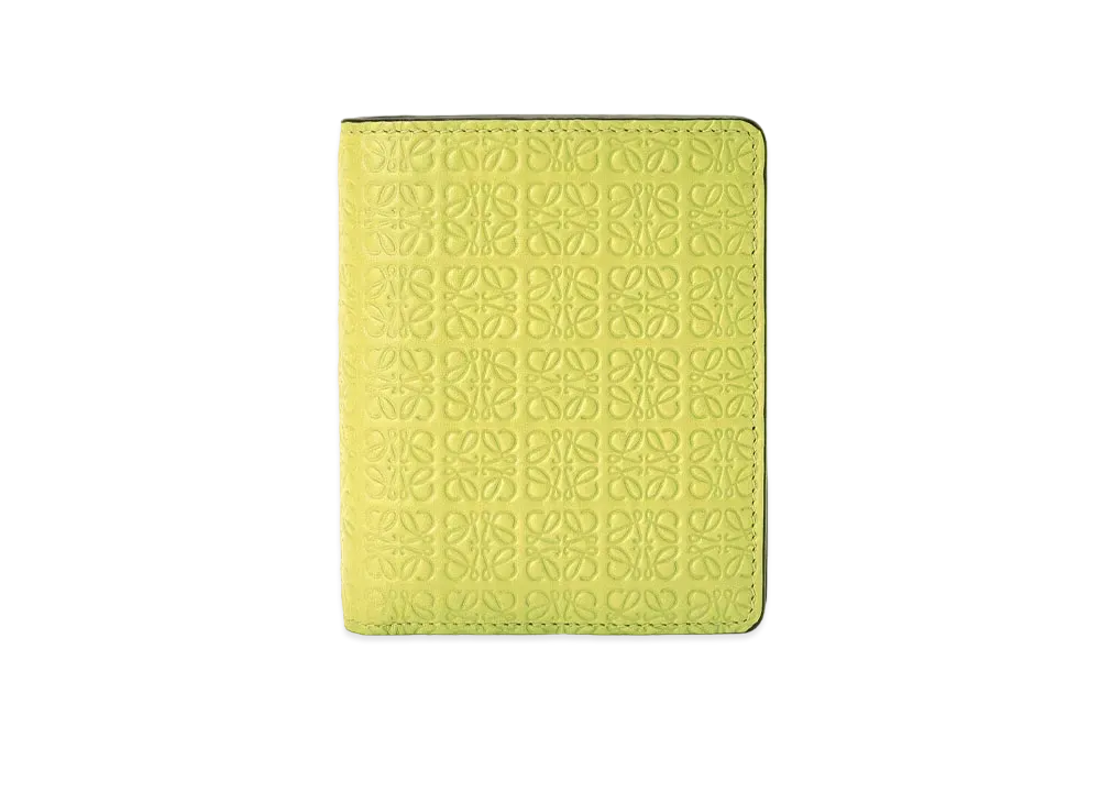 LOEWE Compact Zip Wallet In Embossed Silk Calfskin "Lime Yellow"