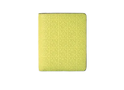 LOEWE Compact Zip Wallet In Embossed Silk Calfskin "Lime Yellow"