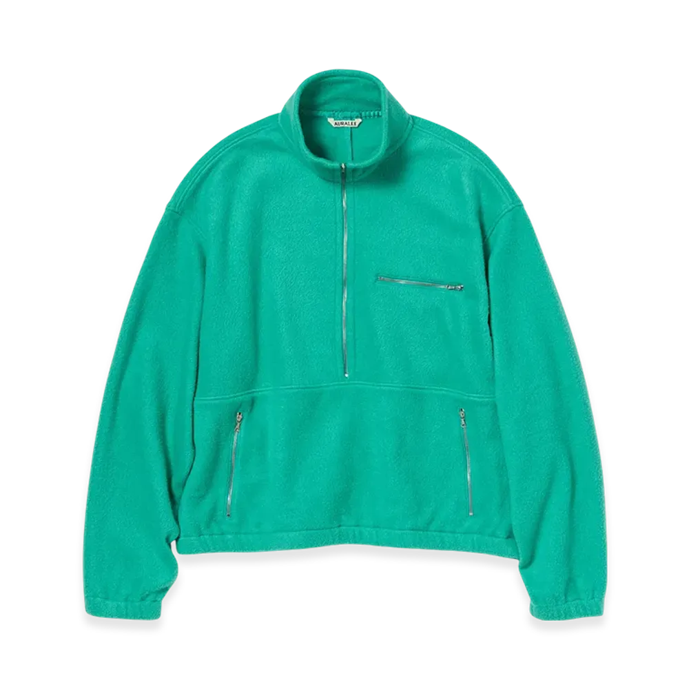 AURALEE Pure Silk Comfort Fleece Half Zip P/O "Jade Green"