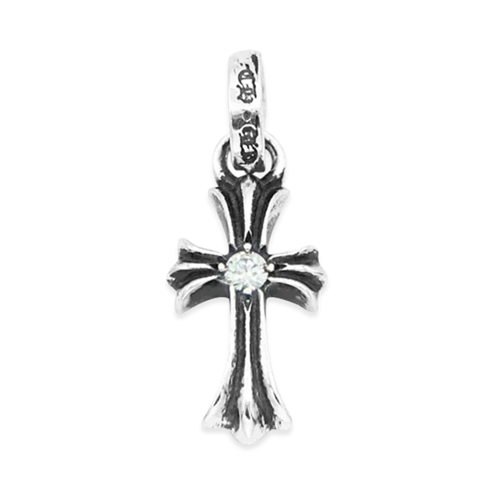 Chrome Hearts CH Cross Baby Fat Charm with Single Diamond "Silver"