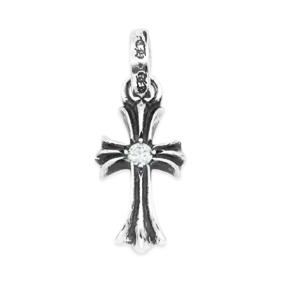 Chrome Hearts CH Cross Baby Fat Charm with Single Diamond "Silver"