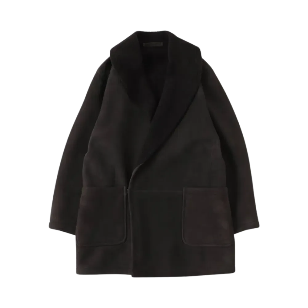 COMOLI Sheepskin Shawl Collar Coat Mouton - 24AW "Brown"