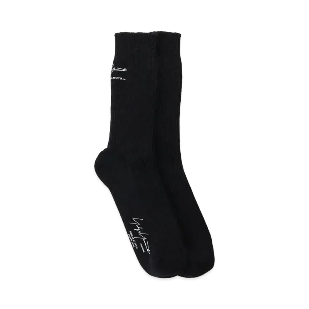 Yohji Yamamoto Pour Homme 30/2C/1X1 RIB MILITARY SOCKS "Black"
