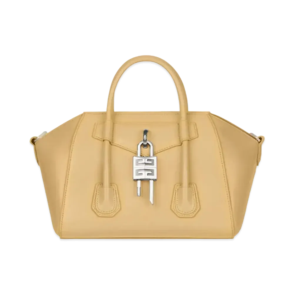 GIVENCHY Mini Antigona Lock Bag in Box Leather "Cappuccino Beige"