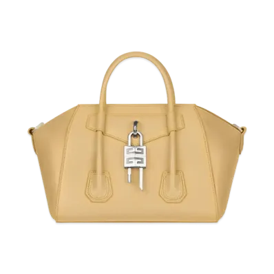 GIVENCHY Mini Antigona Lock Bag in Box Leather "Cappuccino Beige"