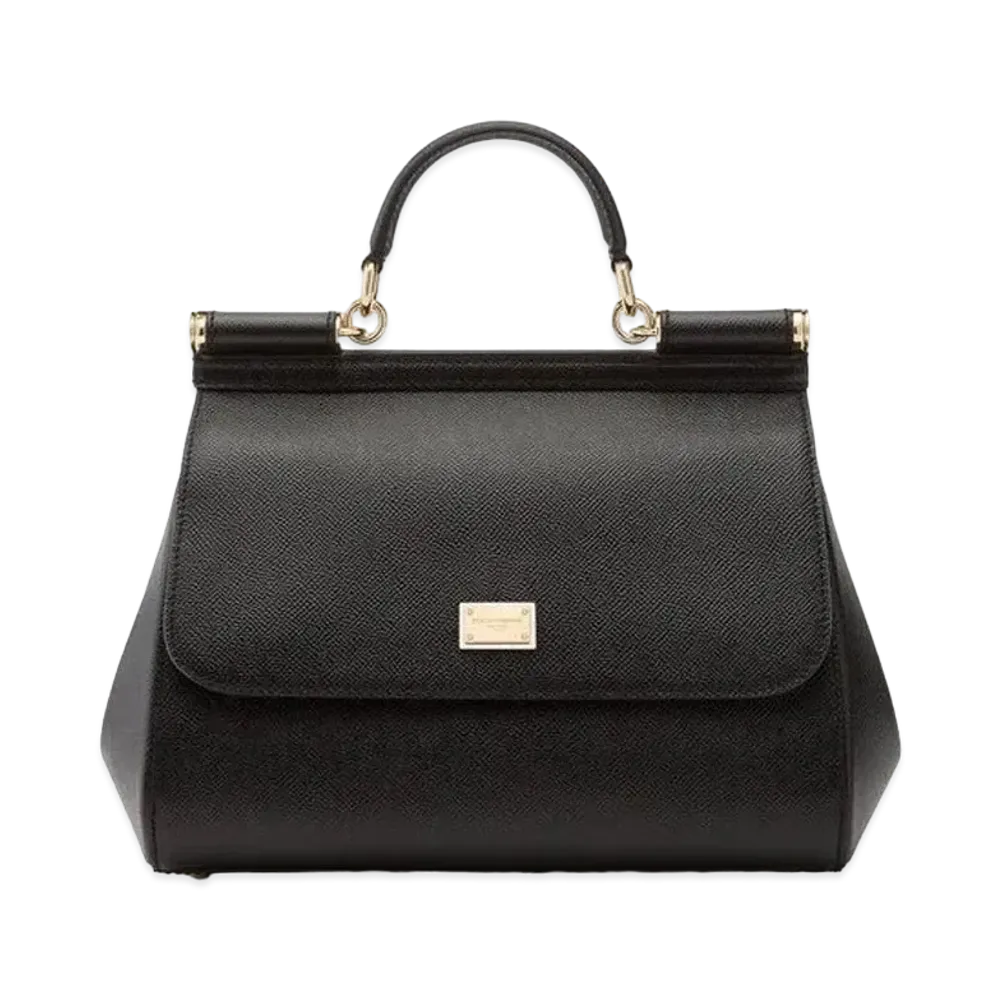 Dolce&Gabbana Sicily Bag Dauphine Leather Medium Size "Black"