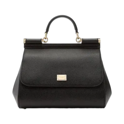 Dolce&Gabbana Sicily Bag Dauphine Leather Medium Size "Black"