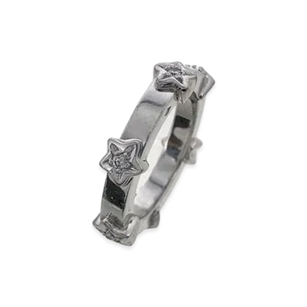CHANEL Diamond 6P Comete Star Band Ring "White Gold"