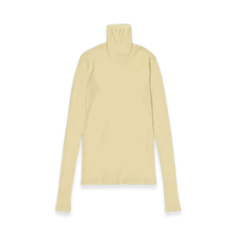 AURALEE High Gauge Sheer Rib Turtle Neck L/S T-Shirt "Yellow"