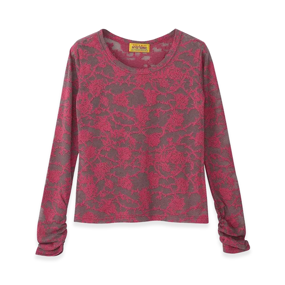 HYSTERIC GLAMOUR Hysteric Rose Pattern Jacquard Mini Tee "Pink"
