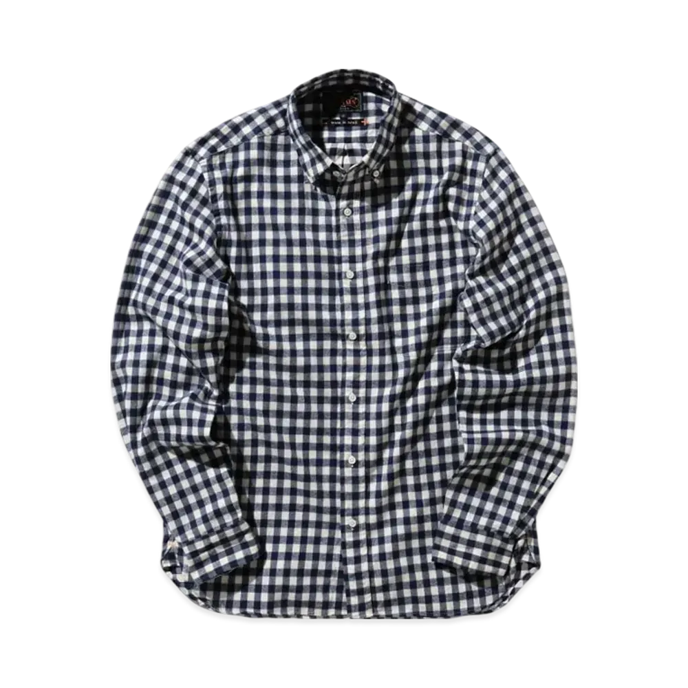BEAMS B.D. Gingham Check Shaggy "Navy"