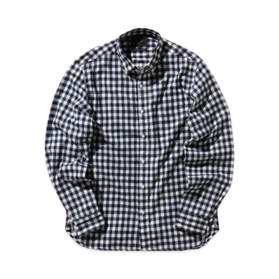 BEAMS B.D. Gingham Check Shaggy "Navy"