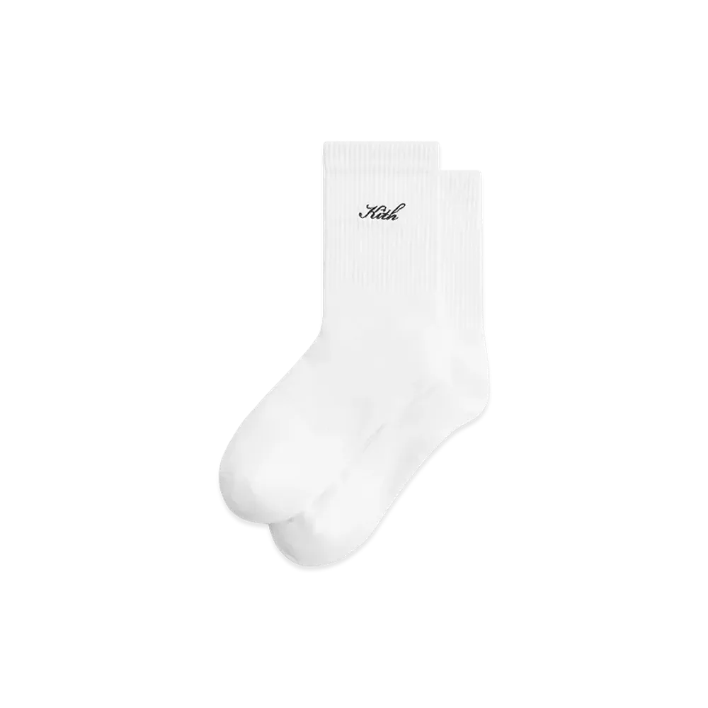 Kith Women's Script Light Mid Calf Socks "White"