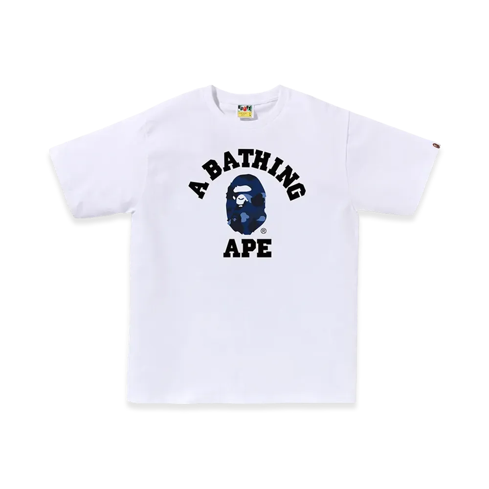 A BATHING APE College Tee "White/Navy"
