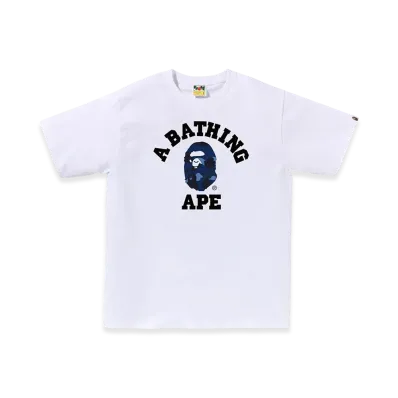 A BATHING APE College Tee "White/Navy"