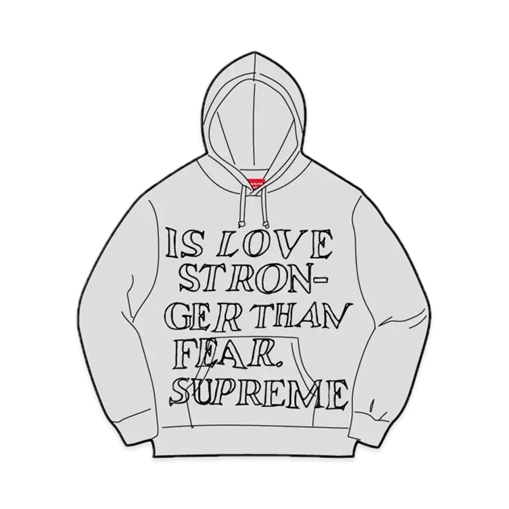 Supreme Stronger Than Fear Hooded Sweatshirt "Heather Grey"