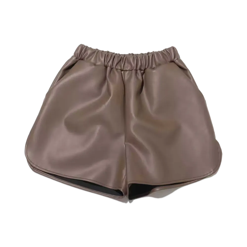 atmos pink Faux Leather Shorts "Brown"