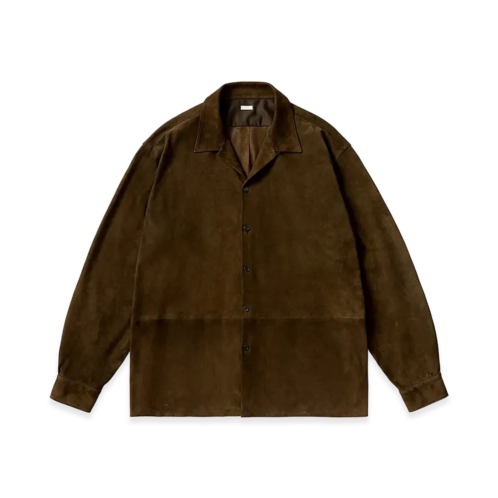 A.PRESSE Suede Leather Loop Collar Shirt "Brown"
