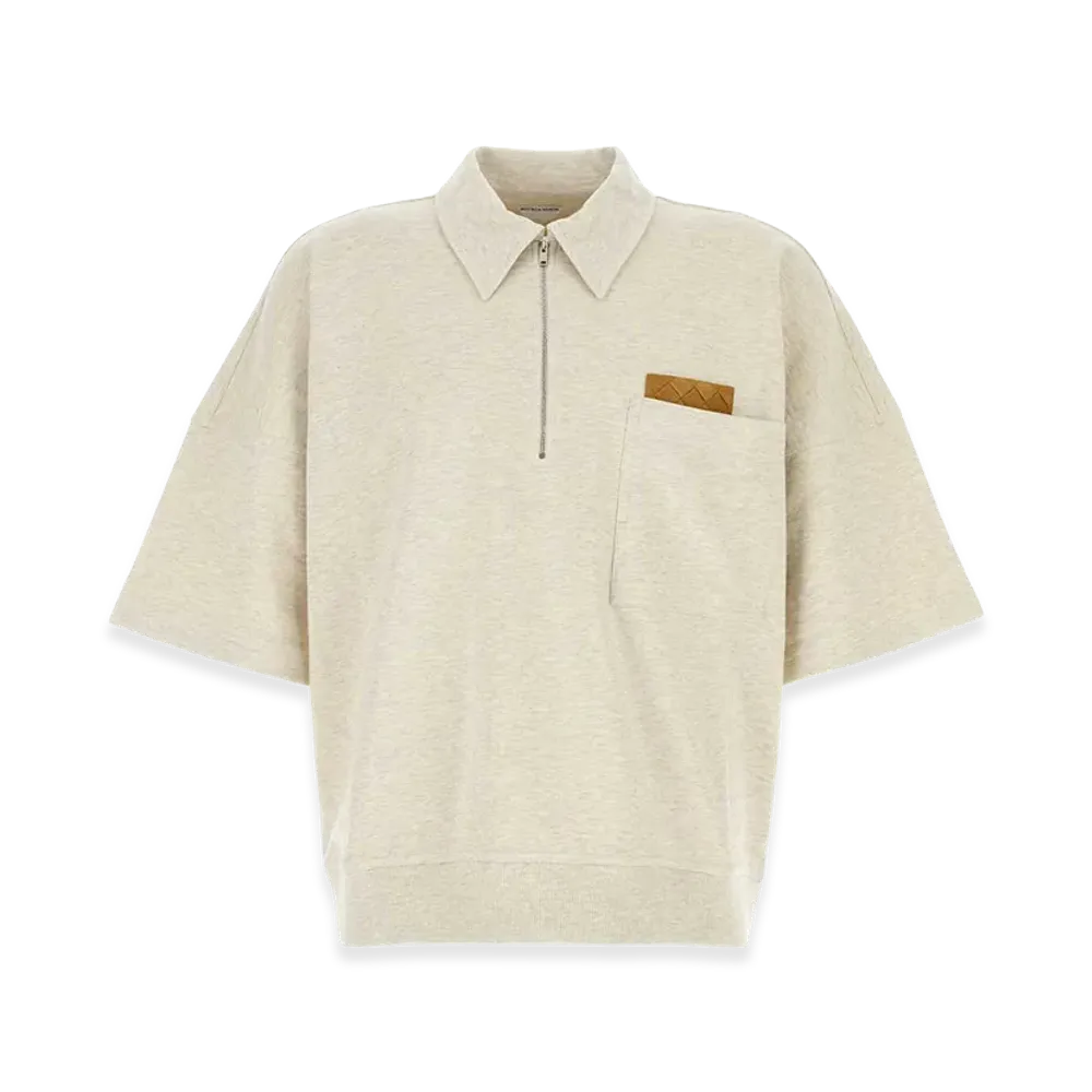 Bottega Veneta Melange Sand Cotton Polo Shirt "Beige/Tan"