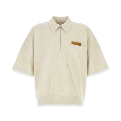 Bottega Veneta Melange Sand Cotton Polo Shirt "Beige/Tan"