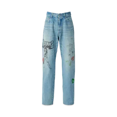 HYSTERIC GLAMOUR x SKOLOCT Denim Straight Pants "Blue"