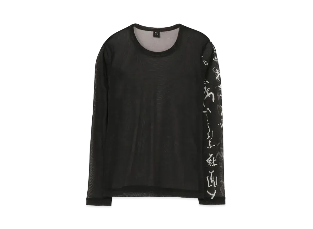 Yohji Yamamoto Y's Pe TULLE CALLIGRAPHY PRINT "Black"