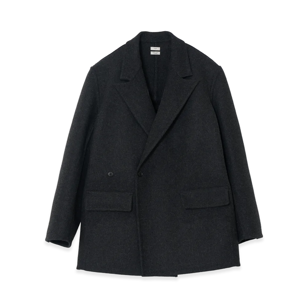 YOKE Wool Cashmere Double Breasted Rever Jacket "Charcoal"