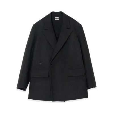 YOKE Wool Cashmere Double Breasted Rever Jacket "Charcoal"