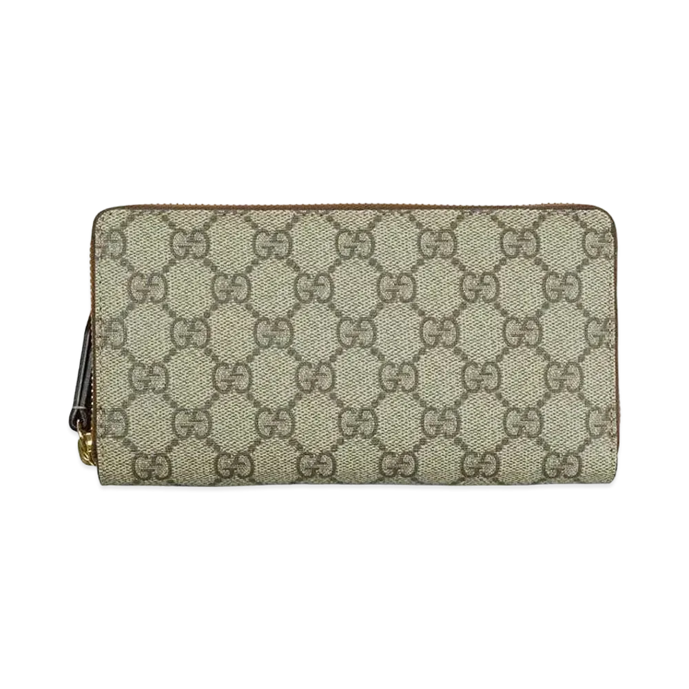 GUCCI GG Supreme Round Fastener Wallet "Beige/Black"