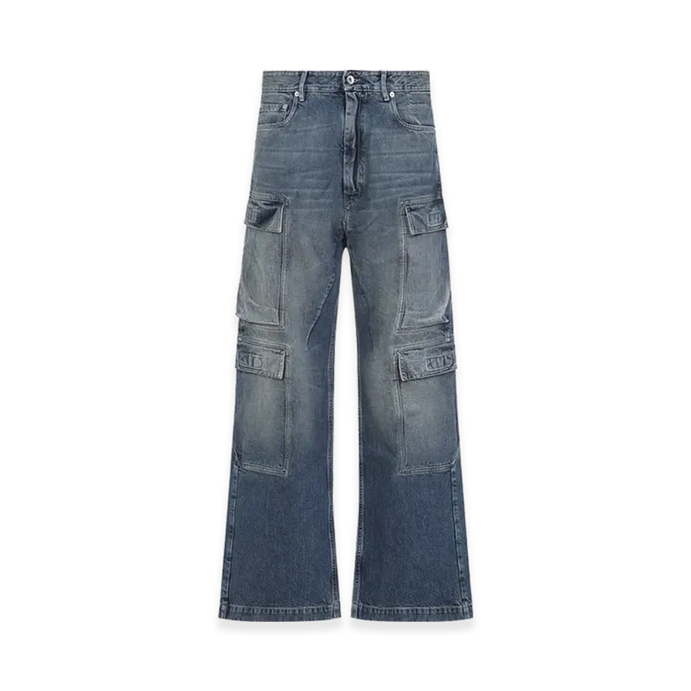 Rick Owens DRKSHDW Double Cargo Jeans "Washed Indigo"