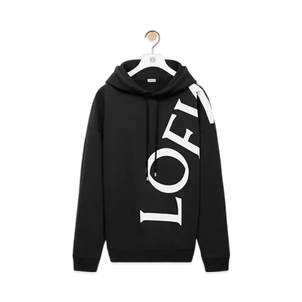 LOEWE Men's Relaxed Fit Hoodie in Cotton "Black/Grey"