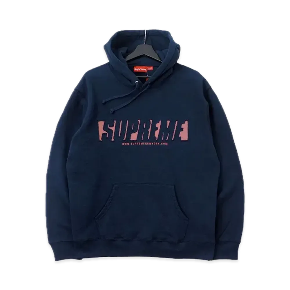 Supreme Reflective Cutout Hooded Sweatshirt "Navy"