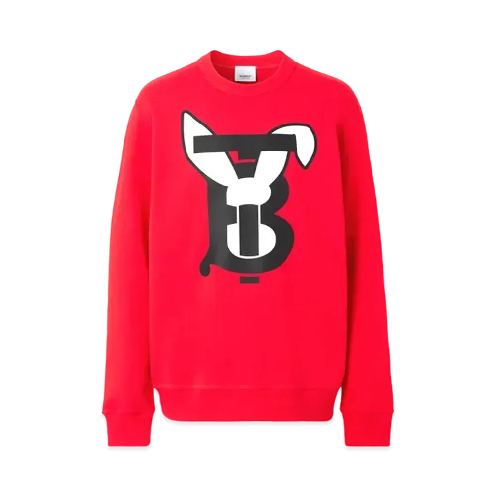 Burberry Rabbit Print Cotton Sweatshirt "Bright Red"